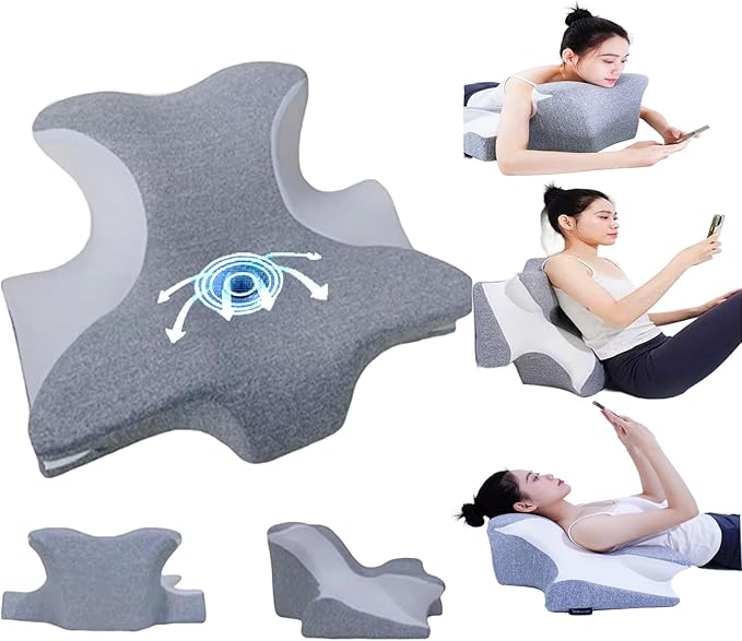 wuFQecht Bed Rest Reading Pillow，Neck&Chin and Back Support Pillow，Headboard Wedge Pillow，Ergonomic Memory FoamLying, Reclining, and Prone Sleepers，Sitting up Pillow，Relieve Neck/arm Pain-Black