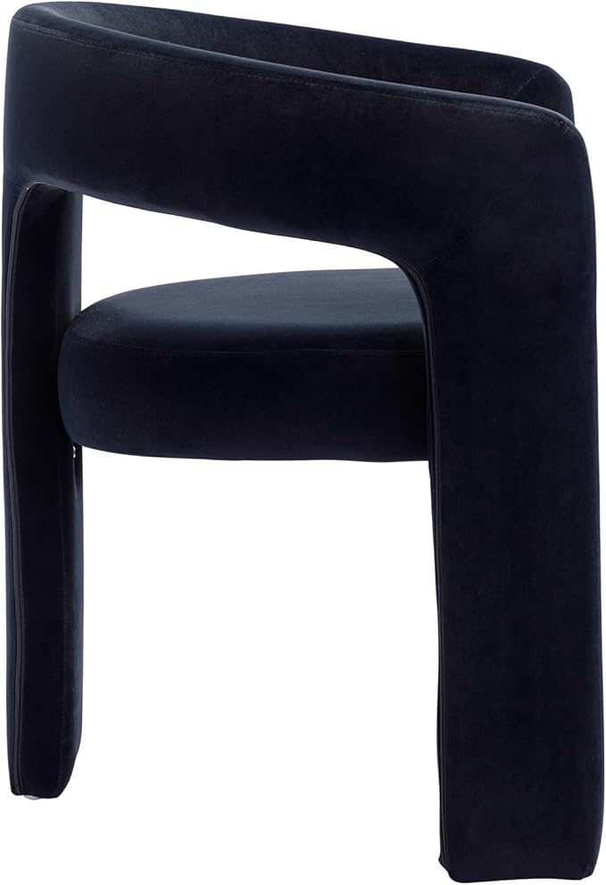 DAYALANE Modern Barrel Dining Chair, Upholstered Accent Kitchen Chair with Arms Comfy Velvet Side Chair for Living Room/Home Office/Reception, Black Velvet