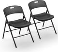 VINGLI Folding Chairs, Plastic Foldable Chair, Capacity up to 350 lbs, Portable Seating for Indoor Outdoor Events Parties Camping Work School Commercail (2, Black)