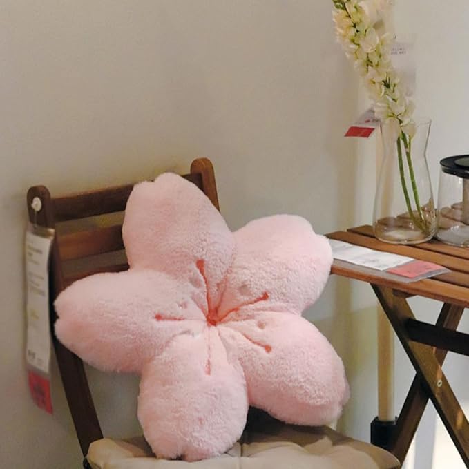 Soft teddy velvet Five star flower cushion Four-leaf clover cushion Sofa Bedroom living Room cushion cover -17 inches (light pink)