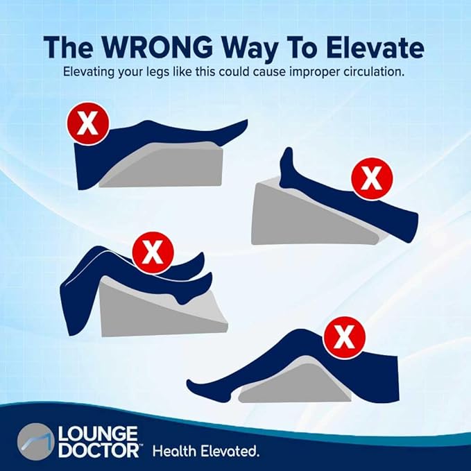 Lounge Doctor Elevating Leg Rest Wedge Pillow, Heather Grey, Large, Wide