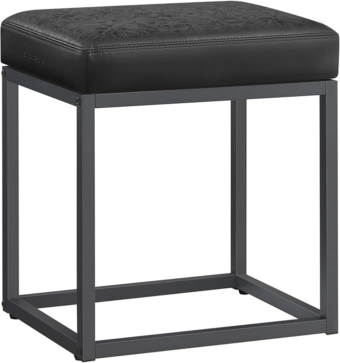SONGMICS Home LUIZ Collection - Ottoman Footstool, Rectangle Ottoman, Vanity Chair Stool, Footrest, Reversible Top, Side Table, Max. Load 660 lb, Bedroom Living Room Entryway, Ink Black ULOM079B01