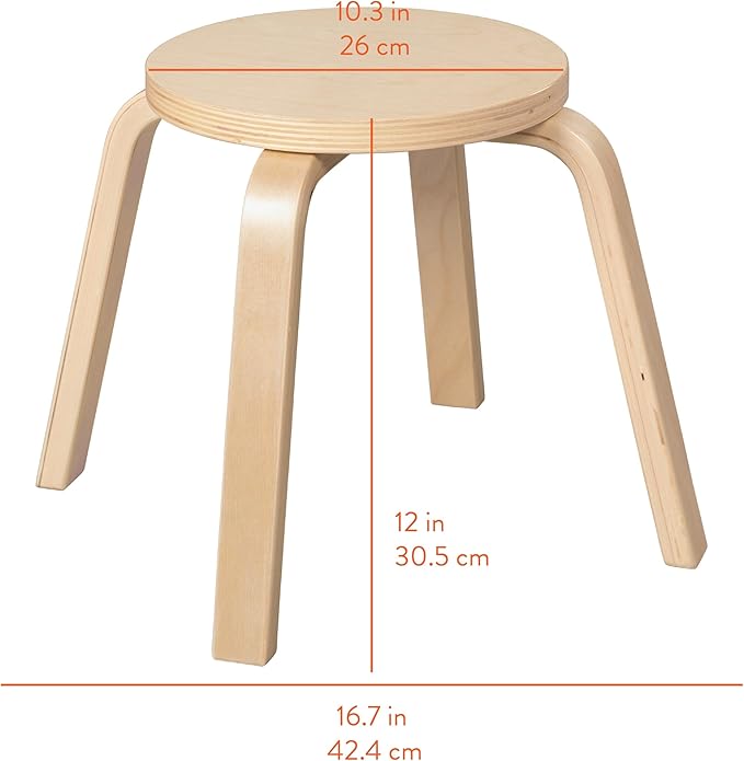 Bentwood Stackable Stools, Kids Furniture, Natural, 6-Piece