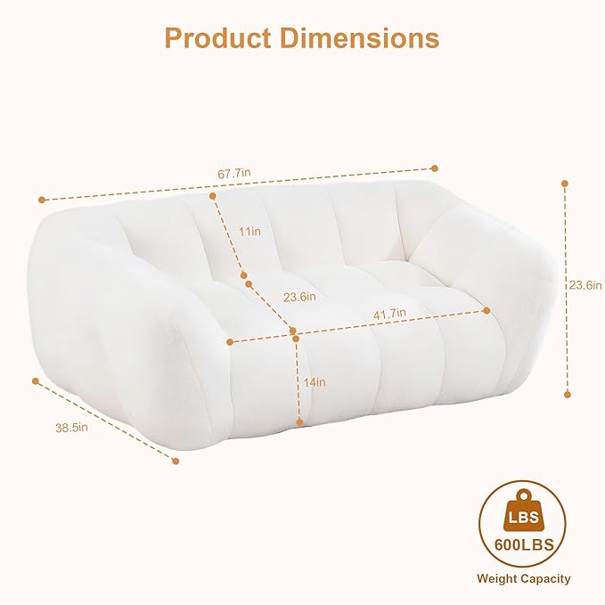 Giant Bean Bag Chair, 2 PCS Bean Bag Chairs for Adults Kids, Oversized Plush Bean Bag Couch with Armrest, Large Chair with Filler, Stuffed Accent Chair Lounge Floor Sofa for Gaming, Reading, Beige