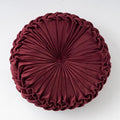 vctops Christmas Red Velvet Seat Cushions Round Floor Pillows Thicken Chair Cushions Pleated Chair Pads Seat Pad Throw Pillows for Bedroom Living Room (Wine Red,Diameter 15")