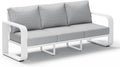 Aluminum Outdoor Patio Couch, 3 Seats Oversized Patio Sofa with Widened Armrest & Ultra-Thick Cushions, Deep Seating Modern Patio Furniture for Backyard, Deck, White
