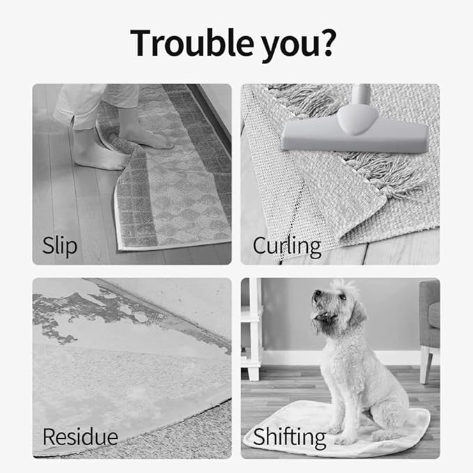 Anti Slip Rug Pad Grippers 8 Pcs Vacuum Technology Carpet Gripper for Hardwood Floors Anti Curling Carpet Grips Washable Non Slip Area Rug Stopper 10x10cm