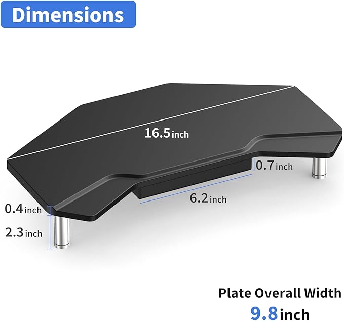 AFOOYO Monitor Stand Riser Black,Plane Wing-Shaped Sturdy Computer Stand Ergonomic Desk Organizer Riser Wood Monitor Stand with Drawer for Laptop, Computer,16.5 Inch