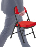 fusehome Mini Padded Folding Chairs, Garage Stool, Portable Camping Chair with Cushion, Lightweight Lawn Chair, for Outdoor Sports Events, Patio, Fishing, Hiking, Hunting, Picnic, Beach, Red