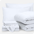 Bare Home Bed-in-A-Bag 7 Piece Comforter & Sheet Set - California King - Goose Down Alternative - Ultra-Soft 1800 Premium Bed Set (Cal King, White/White)