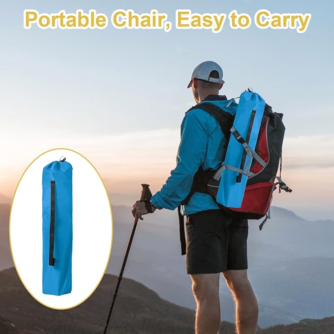 SAILARY Folding Camping Chair with Cup Holder and Cooler Bag, 225lbs Capacity, Upgraded Portable Foldable Chair with Heavy Duty Steel Frame for Outdoor, Beach, Fishing, Backpacking, Sky Blue 2PCS