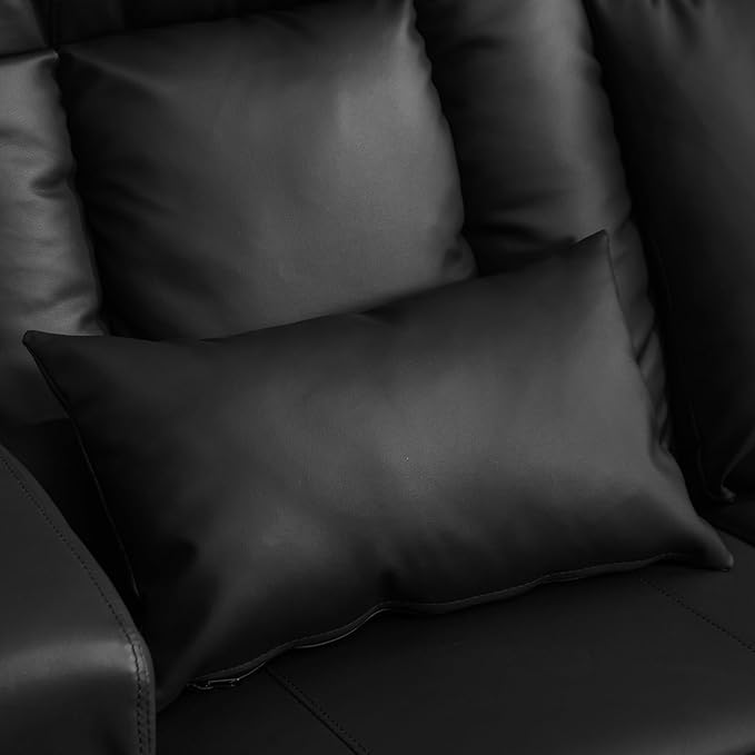 URRED Loveseat Recliner Sofa with Massage and Heat, Power Reclining Loveseat Sofa RV Couch with Console, Home Theater Seating with LED Lights, Bluetooth Speakers, USB, Outlets, Faux Leather, Black | Wall Hugger, Double Recliner, Zero Gravity, Full Body...