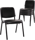 Black Comfort Office Waiting Room Stackable Chairs no Arms, PU Ergonomic Reception Chairs Set of 5, Conference Desk Guest Chair for Meeting Room, Lobby, Events, Hall, Training Room