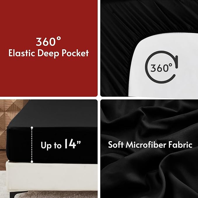MUXHOMO 5 Pieces Twin Comforter Set, Reversible Bed in a Bag Twin Size, All Season Bedding Set with Comforter, Flat Sheet, Fitted Sheet, Pillowcases & Shams, Red & Black