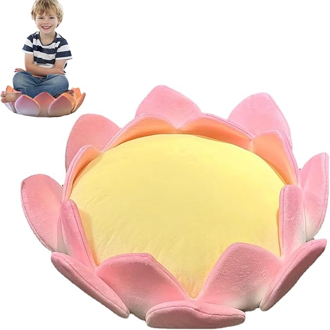 Jcasbdn Flower Floor Cushion 16.5 Inch Lotus Flower Floor Pillow Soft & Stuffed Pillow with Detachable Core Non-Slip Plush Seat for Sitting, Nap, Meditation