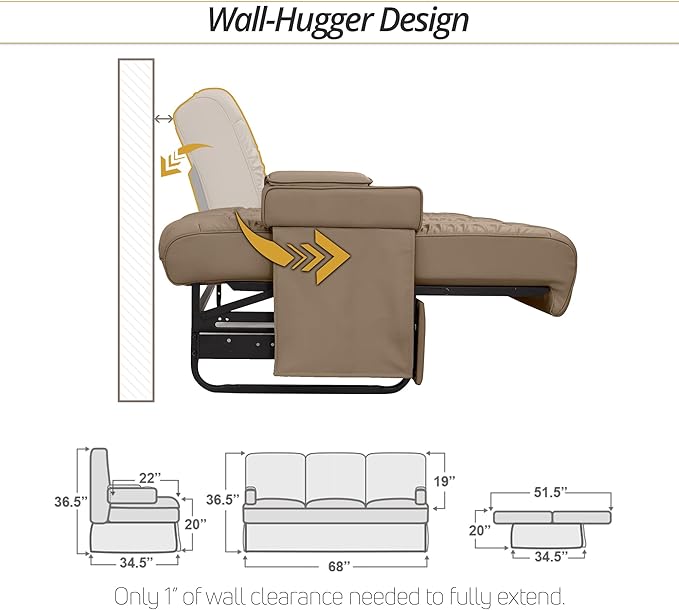 Qualitex De Leon Console SL RV Sofa Bed, 68" Wide, Ulitmate Leather, Light Sand