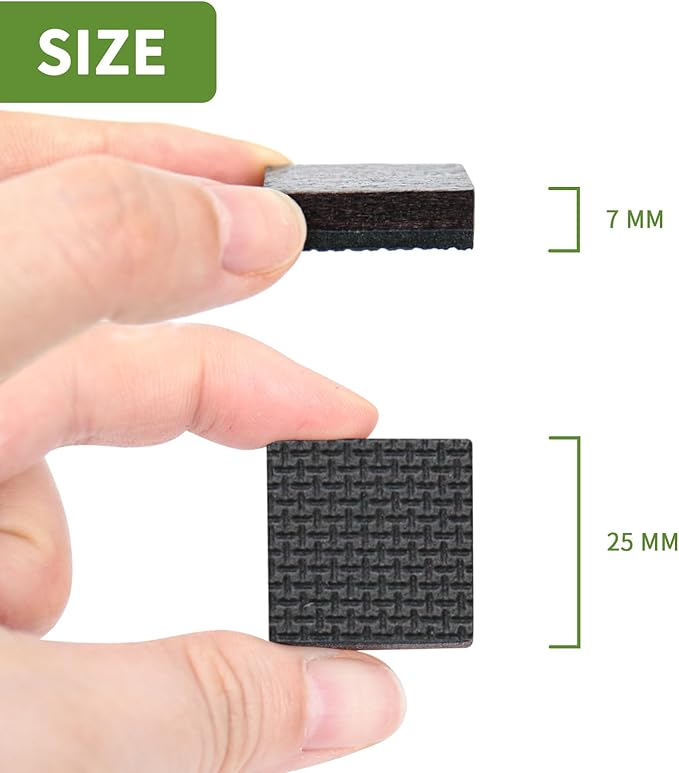 COVERCORNER Non Slip Furniture Pads 36 PCS 1'' Square - Anti Slip Furniture Pads - Self Adhesive Rubber Feet Furniture Feet - Chair Leg Floor Protectors - Keep Furniture in Place