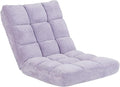 Floor Chair with Back Support, Foldling Gaming Sofa Chair with Comfy Cushion, Adjustable 14-Position Meditation Chairs, Lazy Lounge Recliner Reading Seat for Adults, Kids (Light Purple)