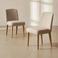 mopio Logan Upholstered Beige Parson Dining Chair Set of 2, Modern Farmhouse Solid Light Oak Wood with Ergonomic Curved Back Rest for Dining Room and Kitchen
