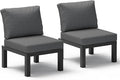 Oasbira Aluminum Outdoor Patio Sofa Set, 2 Seats Modular Sectional Single Seat Sofa Chairs with Removable Cushions, All-Weather Outdoor Conversation Sets for Garden & Yard, Graphite
