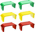 6 Pcs Kids Lap Desk Tray, Plastic Breakfast Lap Desk Trays with Storage Slots, Portable Stackable Lap Tray Tables for Writing Drawing Classroom, 19.69" L x 9.84" W x 7.1" H (Red+Green+Yellow)