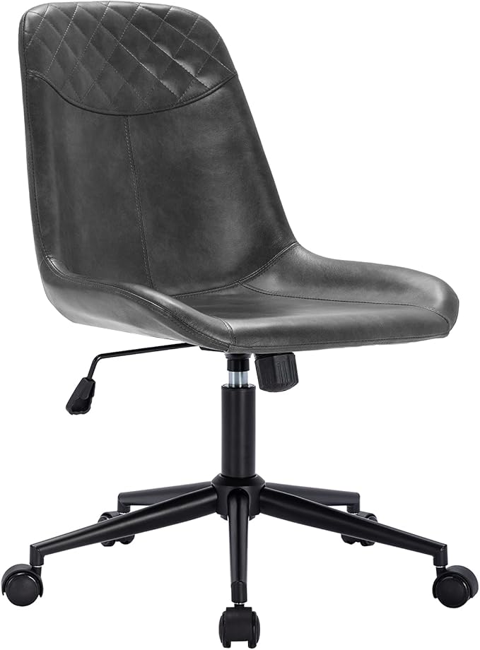 DUHOME Modern PU Leather Office Chair Desk Chair Swivel Computer Chair Grey
