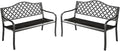 MFSTUDIO Outdoor Metal Bench Set of 2, 50" Black Outdoor Metal Garden Bench, Cast Iron Frame Patio Furniture with E-Coating, Perfect for Porch and Yard