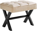 IBUYKE Small 12" H Footrest Stool, Square Linen Foot Stool with Metal X-Leg, Multi-Use as Small Side Table, Step Stool for Living Room, Bedroom, Entryway, Office, Linen WBD011Y