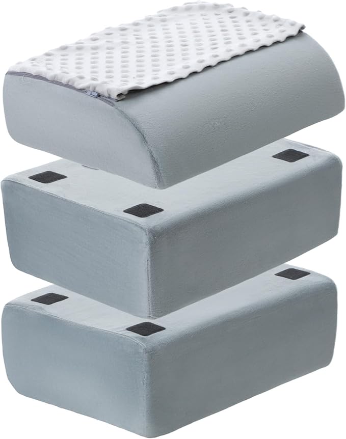 Novabright Adjustable Under Desk Foot Rest, Memory Foam Foot Stool with Gel Top and Warm Pocket Washable Cover Footrest for Office Chair Leg and Back Pain Relief(15" X 11" X 14.4",Cambered,Gray)
