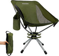 RODANNY Camping Chairs, 360° Degree Swivel Folding Chairs,Portabl Outdoor Chairs for Travel Hiking Fishing lawns Picnic Hunting,Support 305 LBS,Lghtweight,Green