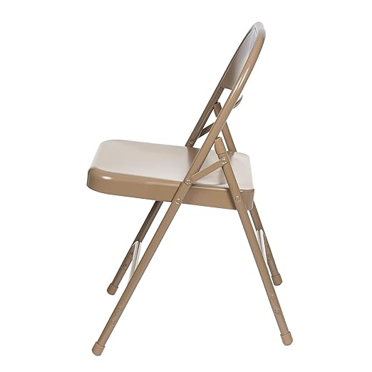 OEF Furnishings OEF50 Series All-Steel Heavy-Duty Folding Chairs with 500 lb Weight Capacity (4-Pack, Beige)