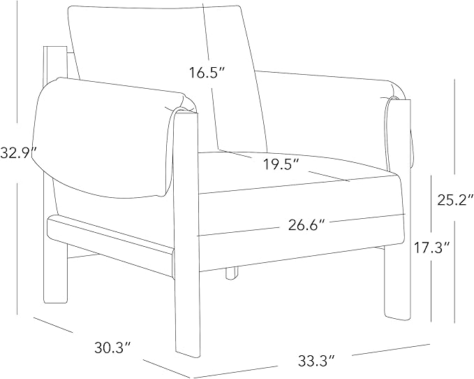 CHITA Accent Chair, Mid Century Modern Fabric Upholstery Armchair for Living Room, Grey Solid Wood Frame, Fabric in Linen