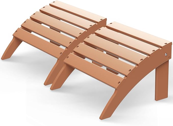 GREENVINES Adirondack-Ottoman | Set of 2 | HDPE Plastic | Outdoor Footrest | All Weather | Foot Stool | Foot Rest | Teak | for Adirondack Chair | for Patio Backyard Pool