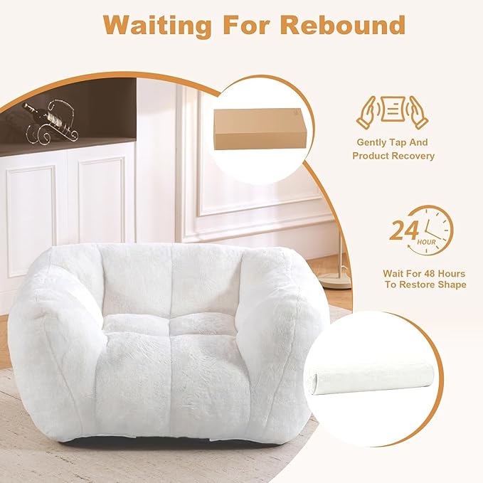Giant Bean Bag Chair, Bean Bag Chairs for Adults Kids, Oversized Plush Bean Bag Couch with Armrest, Large Chair with Filler, Stuffed Accent Chair Lounge Floor Sofa for Gaming, Reading, Beige