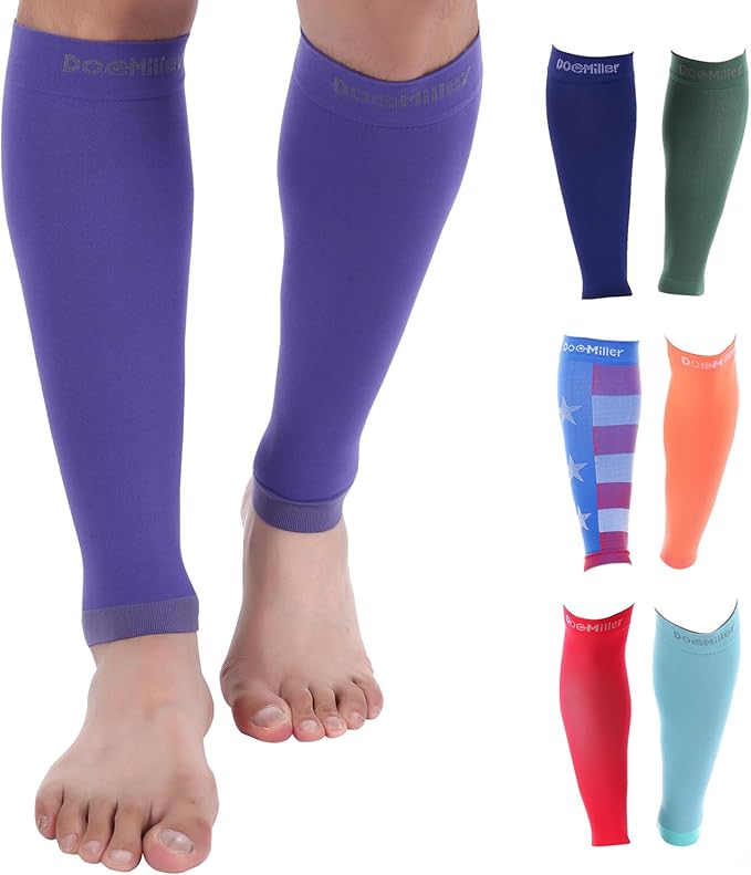 Doc Miller Compression Calf Sleeve for Men & Women – 20-30mmHg Graduated Support for Running, Shin Splints, Calf Strain – Knee High, Small to 6XL Plus Size