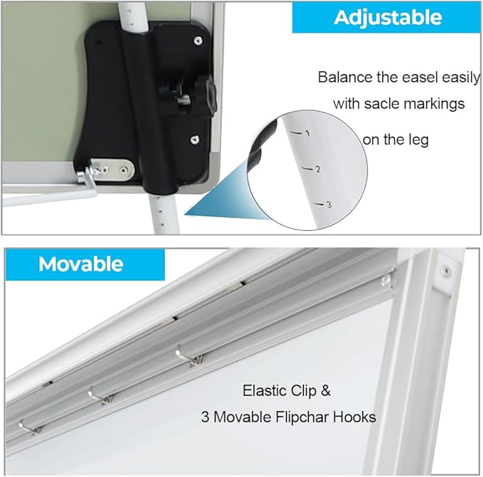 DexBoard Whiteboard Easel 36" x 24" Height Adjustable, Magnetic Dry Erase Board with Tripod Stand, Portable Presentation Easel Includes Flip Chart Paper Pad (25 Sheets), Magnets & Eraser