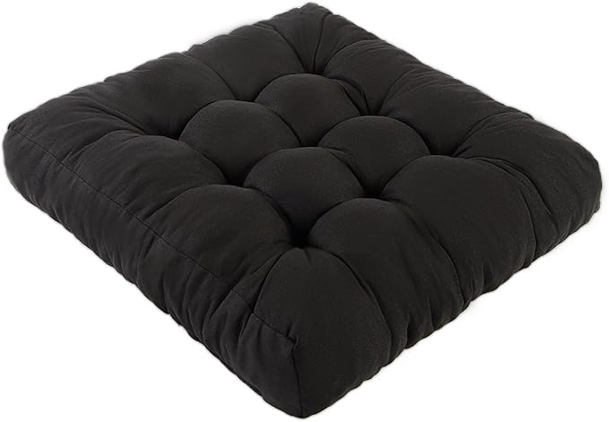 LYLNBYWK Meditation Floor Cushions, Thickened Floor Pillow for Adults, Large Square Pillows Seat Cushion for Tatami Living Room Yoga, Memory Sponge Block Added, 22x22 Inch, Black