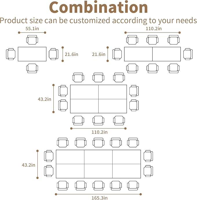 Conference Table, Modern Folding Meeting Tables with Flip Top, Mobile Podcast Table with Four Locking Wheels, Large Training Table for Meeting Room, Office, Classroom (8, A, 61in)