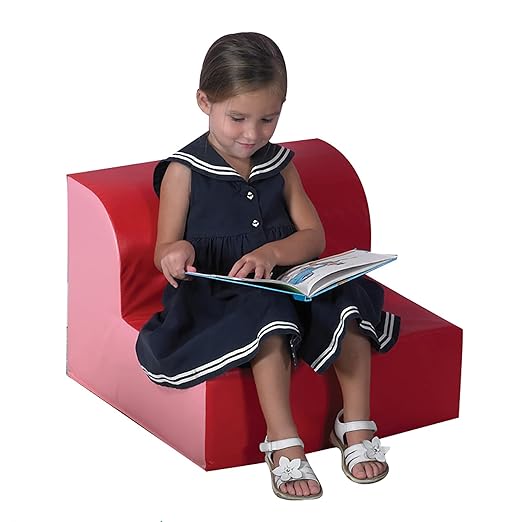 Children's Factory, CF322-385, Library Chair, Red, Classroom Furniture, Kids Reading Nook Flexible Seating, Toddler Playroom & Preschool Chairs