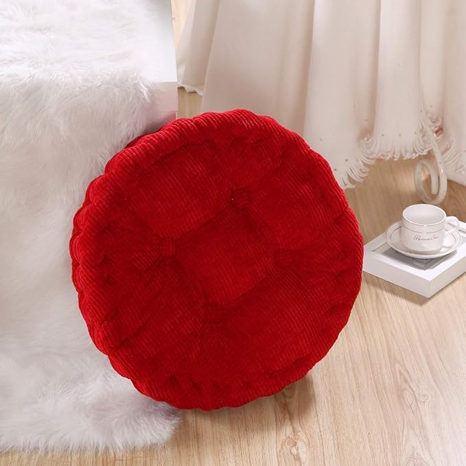 Round Soft Chair Cushions Home Floor Pillow Indoor Corduroy Chair Pads Office Seat Cushion, 19" D.