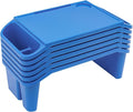 Kids Lap Desk Tray with Side Pockets, Plastic Breakfast Laptop Trays Kids Activity Lap Desk Tray Portable Bed Table Lap Desk for Kids Students Work Study School Classroom (6Pcs, Blue)