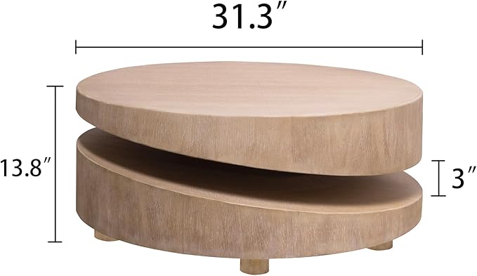 31.3" Modern Round Wood Coffee Table,Natural Finish Accent Table for Living Room