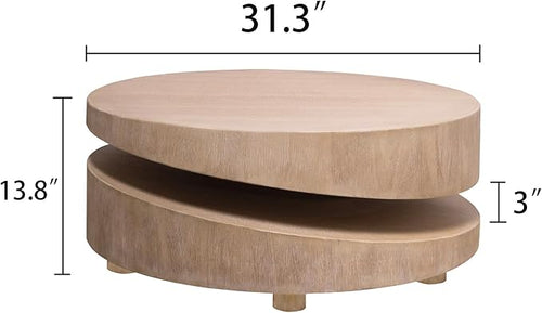 31.3" Modern Round Wood Coffee Table,Natural Finish Accent Table for Living Room