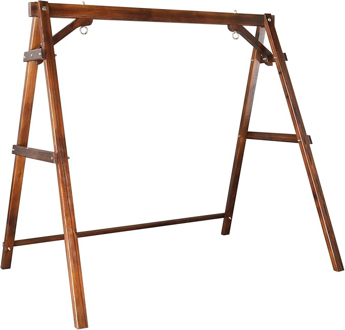 Outvita Porch Swing Stand, 67" Wooden Swing Frame with Extra Bottom Connection Board and Stable A Frame for Patio, Porch, Backyard 600lbs Capacity