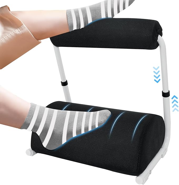 Foot Rest for Under Desk at Work - 3 Positions Height Adjustable Leg Rest for Office or Home Use, Ergonomic Footrest with Detachable Cushion
