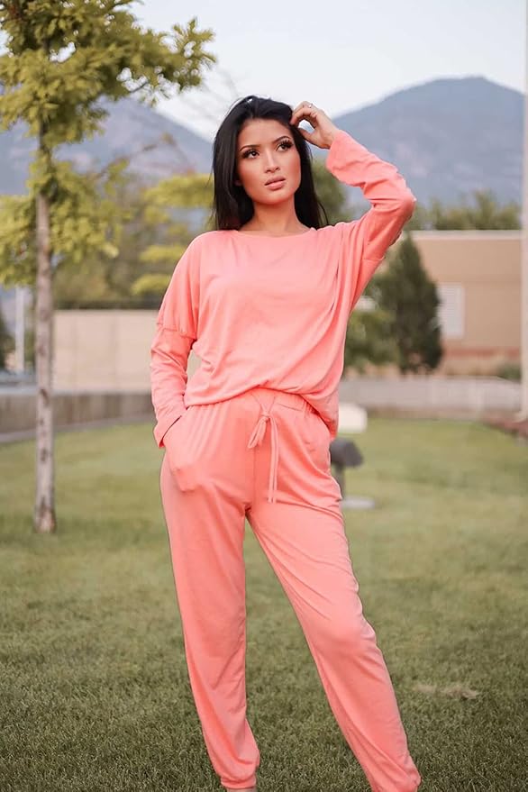 PRETTYGARDEN Women Fall 2 Piece Lounge Outfit Long Sleeve Tops High Waisted Jogger Pants Set Spring Travel Clothes Tracksuit