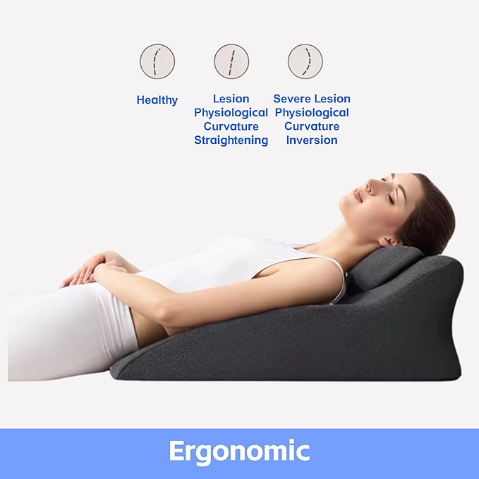 Leg Elevating Wedge Cushion Pillow for After Surgery, Blood Circulation, Leg Swelling Pain Relief, with New Face Down Prone Position for Reading (Dark Grey)
