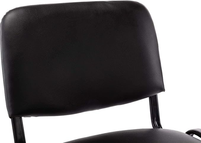Conference Room Waiting Chairs 5 Pack Black Office Chairs No Wheels PU Leather Lobby Chairs Armless Desk Chair for Meeting/Guest Room/Events