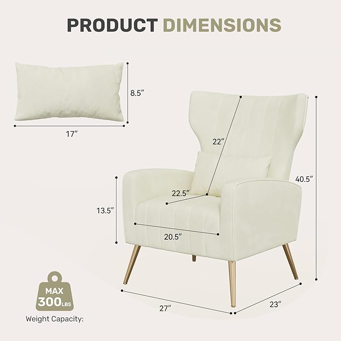 Nalupatio Modern Accent Chairs for Set of 4 Upholstered Velvet Fabric Reading Chair Mid Century Arm Chair Comfy Armchair for Living Room,Beige