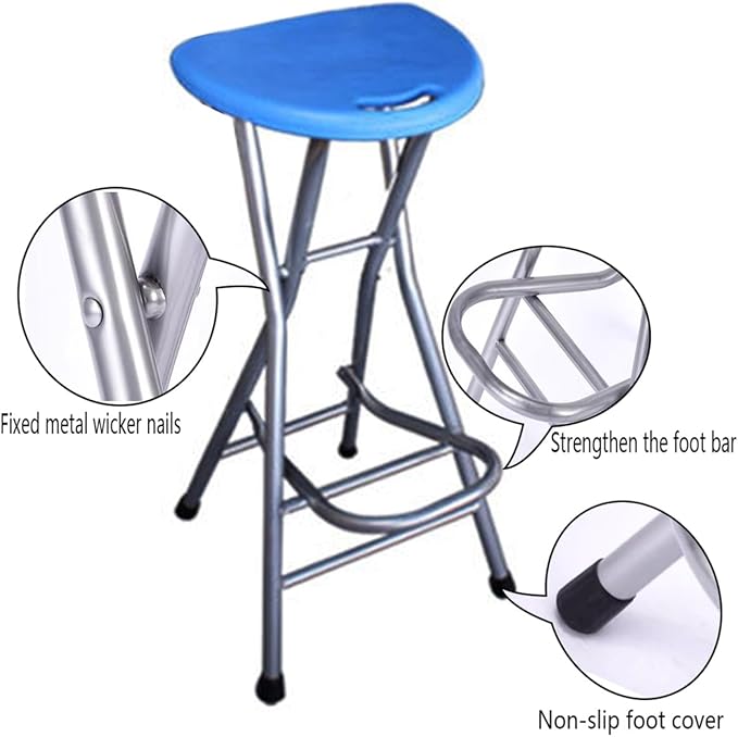 Folding Stool Folding Bar Stool Foldable Stools for Adults with Footrest Carbon Steel Frame Stool - Durable and Sturdy Folding Stool for Outdoor Kitchen Shop CafeGrill